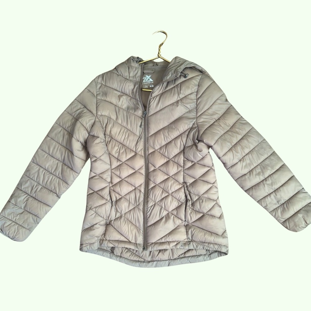 ZeroXposur Hooded Quilted Lightweight Puff Jacket Taupe